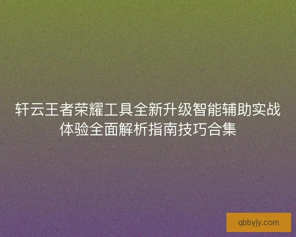 轩云王者荣耀工具全新升级智能辅助实战体验全面解析指南技巧合集